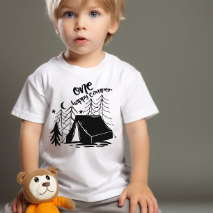 T-shirt Pour Bébé Un joyeux campeur Doodle Art Premier Anniversaire