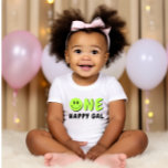 T-shirt Pour Bébé Un joyeux Gal 1er anniversaire Green Smiley<br><div class="desc">Nous ajoutons toujours de nouveaux designs chaque semaine !</div>