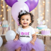 Un joyeux Gal 1er Anniversaire Purple Smiley
