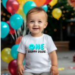 T-shirt Pour Bébé Un joyeux Mec 1er anniversaire Blue Smiley<br><div class="desc">Nous ajoutons toujours de nouveaux designs chaque semaine !</div>