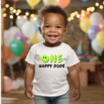 T-shirt Pour Bébé Un joyeux Mec 1er anniversaire Green Smiley<br><div class="desc">Nous ajoutons toujours de nouveaux designs chaque semaine !</div>