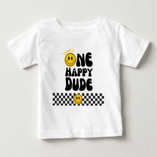 T-shirt Pour Bébé Un joyeux mec à visage joyeux garçon 1er anniversa (Devant)