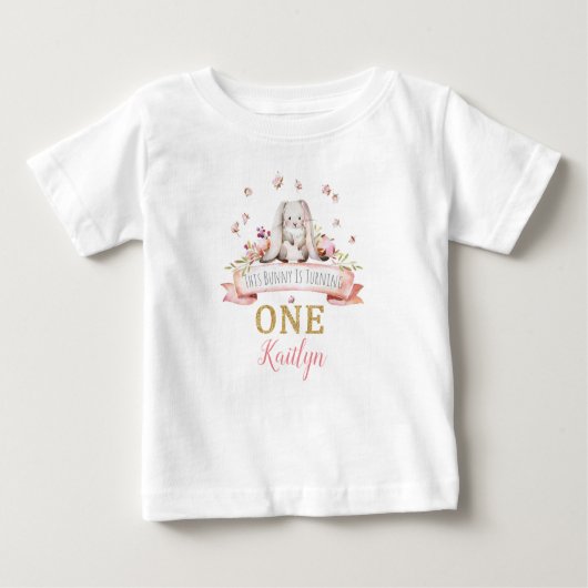 T-shirt Pour Bébé Un lapin devient un 1er anniversaire (Devant)