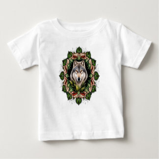 T-shirt Pour Bébé Un loup gris entouré de sabots de la Vierge