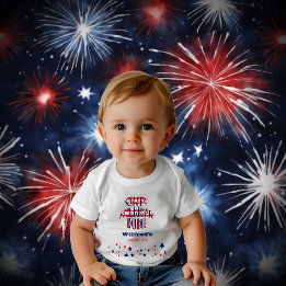 T-shirt Pour Bébé Un mec américain 4 juillet Anniversaire Rouge Blan