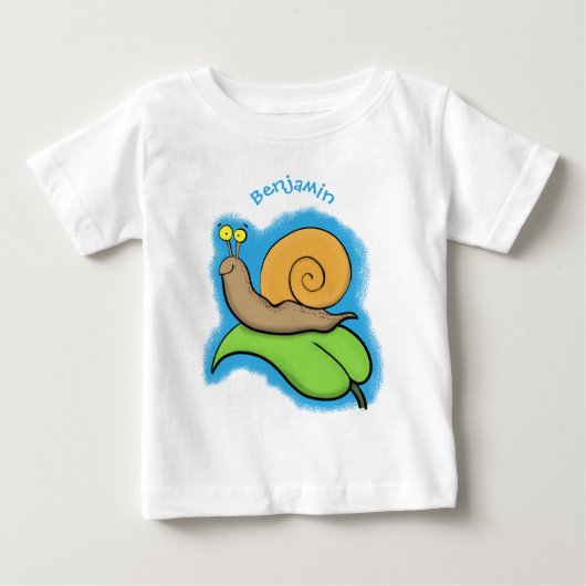 T-shirt Pour Bébé Un mignon escargot heureux sur une illustration d' (Devant)
