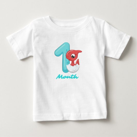 T-shirt Pour Bébé Un mois dinosaure mignon (Devant)