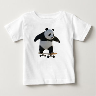 T-shirt Pour Bébé Un ourson panda faisant du skateboard sur un trott
