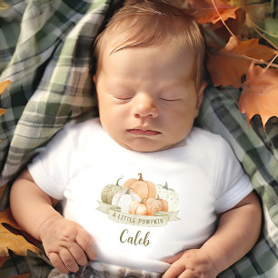 T-shirt Pour Bébé Un Petit Citrouille Automne Baby Boy Nom Personnal