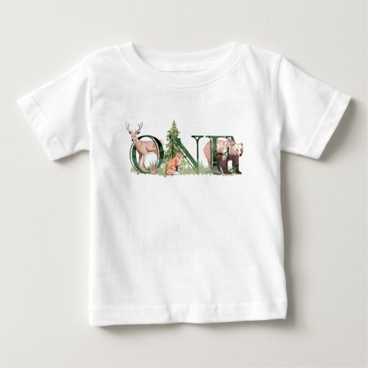 T-shirt Pour Bébé Un premier anniversaire Bois Ours Bois (Devant)