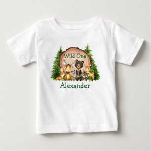 T-shirt Pour Bébé Un premier anniversaire sauvage Animaux de forêt