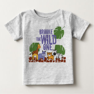 T-shirt Pour Bébé Un Safari-Birthday personnalisé WILD ONE
