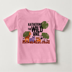T-shirt Pour Bébé un Safari personnalisé rose UN premier anniversai