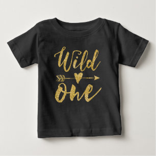 T-shirt Pour Bébé Un sauvage 1er anniversaire Noir & Golden