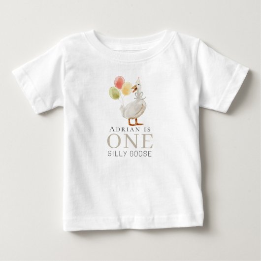 T-shirt Pour Bébé Un Silencieux Goose Beige 1er Anniversaire (Devant)
