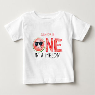 T-shirt Pour Bébé Un sur un melon 1er anniversaire aquarelle pastèqu