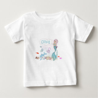 T-shirt Pour Bébé Under the Sea Sweet Mermaid Personalized