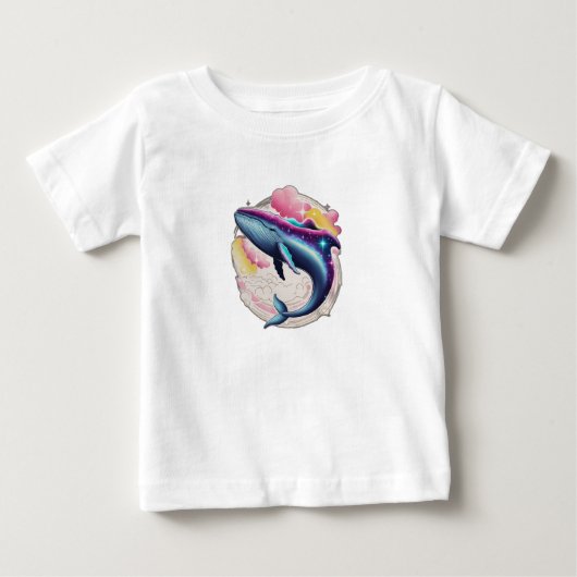 T-shirt Pour Bébé Une baleine nageant dans l'espace (Devant)