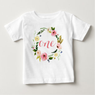 T-shirt Pour Bébé Une Fille Bébée Personnalisée Aquarelle Florale Wr