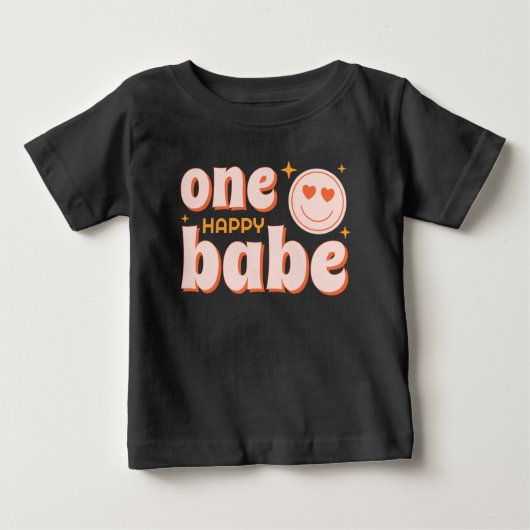 T-shirt Pour Bébé Une Joyeuse Babe Retro Premier Anniversaire Chemis (Devant)