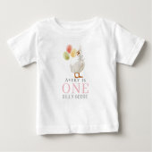 T-shirt Pour Bébé Une joyeuse oie rose pour un 1er anniversaire (Devant)