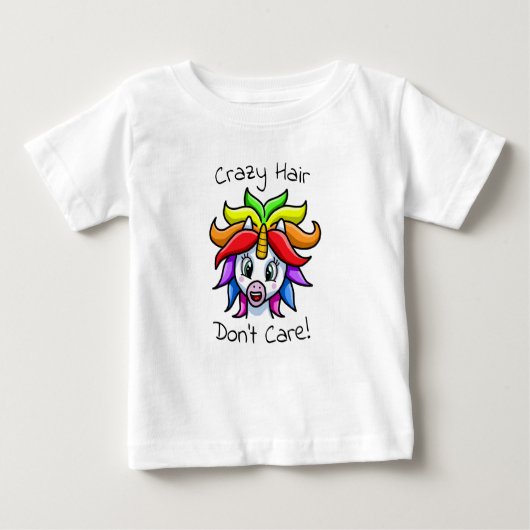 T-shirt Pour Bébé Unicorn Crazy Hair s'en fiche (Devant)