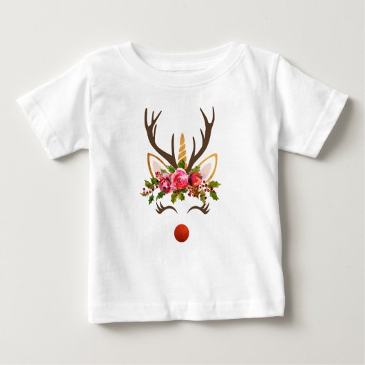 T-shirt Pour Bébé Unicorn Reindeer / Noël (Devant)