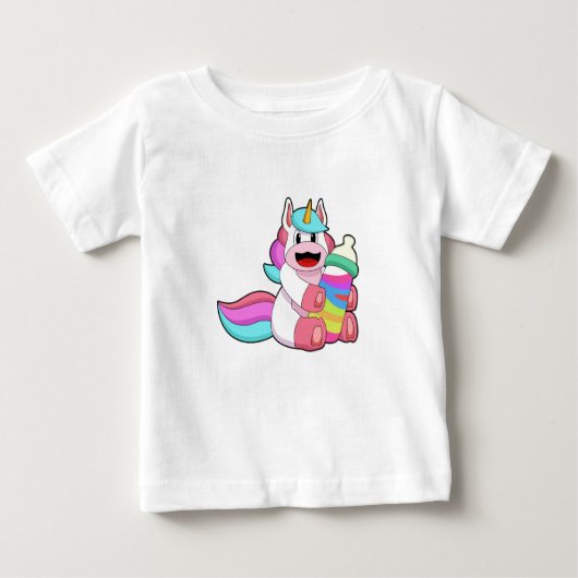 T-shirt Pour Bébé Unicorn with Baby bottle.PNG (Devant)