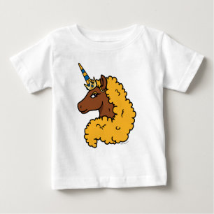 T-shirt Pour Bébé Unicorne Afro Jaune