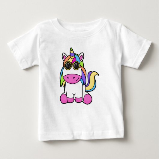 T-shirt Pour Bébé Unicorne avec lunettes de soleil (Devant)