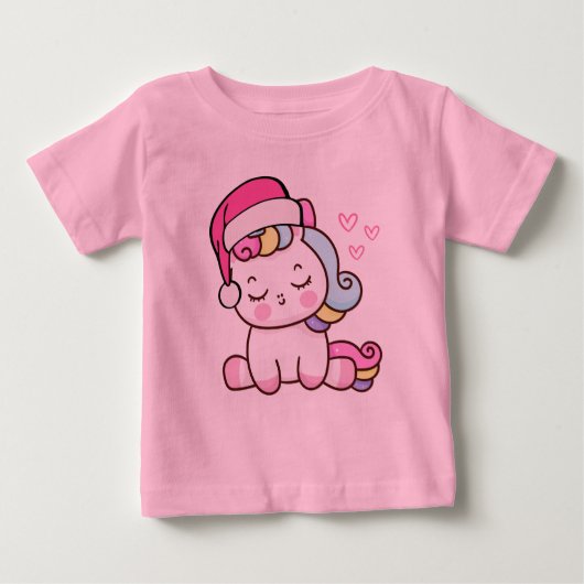 T-shirt Pour Bébé Unicorne de Noël (Devant)