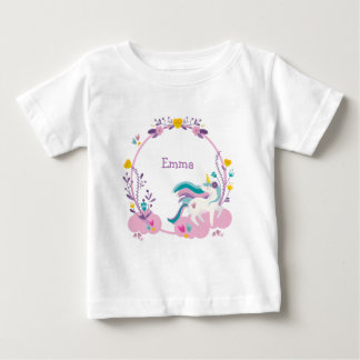 T-shirt Pour Bébé Unicorne mignonne avec nom