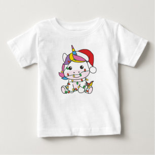 T-shirt Pour Bébé Unicorne Noël Animaux d'hiver de vacances Unicorne