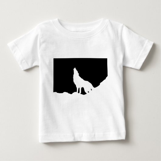 T-shirt Pour Bébé Unique Noir & Blanc Pop Art Wolf Silhouette (Devant)