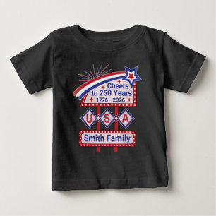 T-shirt Pour Bébé USA 250 personnalisé - Marquee Rétro Patriotique