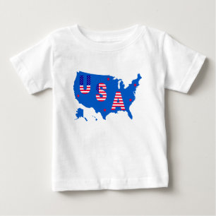 T-shirt Pour Bébé USA American Patriotic Map/ Drapeau Stars et Bande