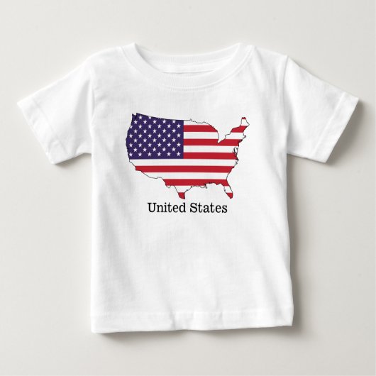 T-shirt Pour Bébé USA Drapeau et carte Souvenir Design (Devant)