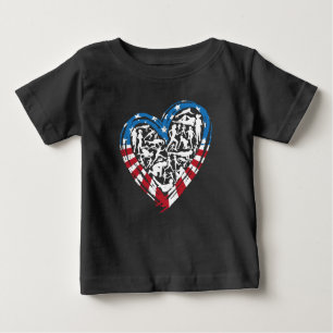 T-shirt Pour Bébé USA Flag American Runner - Runt Heart