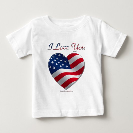 T-shirt Pour Bébé USA Flag Heart Je t'aime (Devant)