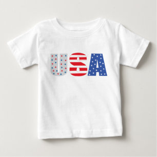 T-shirt Pour Bébé USA Stars Grandes Amérique Rouge Blanc Et Bleu