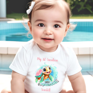 T-shirt Pour Bébé Vacances été Tortue mignonne Fille personnalisée