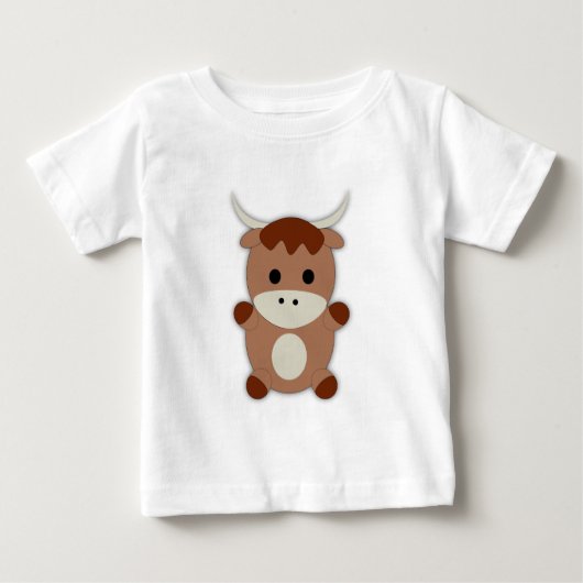 T-shirt Pour Bébé Vache Brown mignonne (Devant)