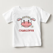 T-shirt Pour Bébé Vache charmante au dessin | Nom personnalisé T-shi (Devant)