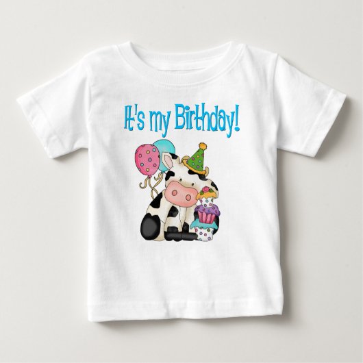 T-shirt Pour Bébé Vache d'anniversaire (Devant)