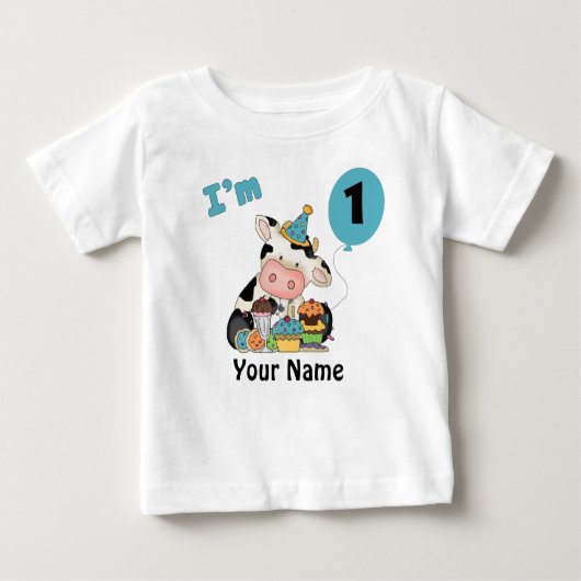 T-shirt Pour Bébé Vache d'anniversaire (Devant)