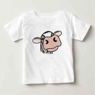 T-shirt Pour Bébé vache de dessin animé noir blanc rose baiser gris