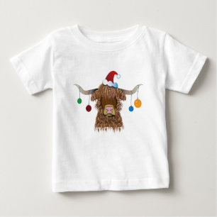 T-shirt Pour Bébé Vache de Noël