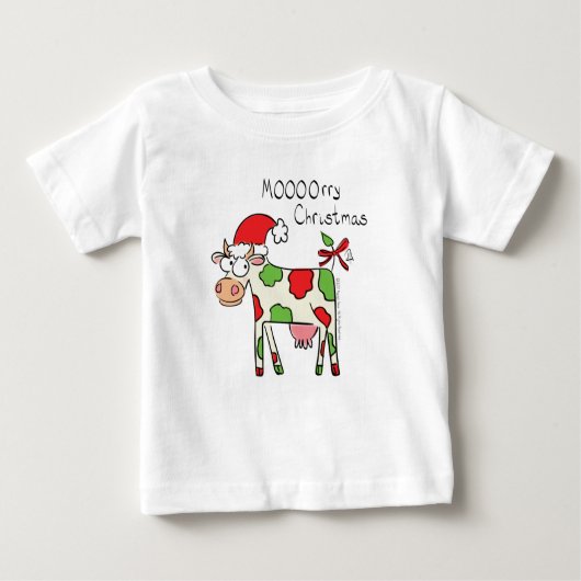 T-shirt Pour Bébé Vache Drôle Caricature Noël (Devant)