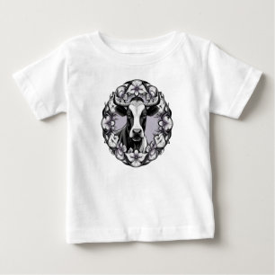T-shirt Pour Bébé Vache laitière entourée d'une couronne de violette