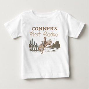 T-shirt Pour Bébé Vache Marron Rustique Cowboy Premier Rodéo 1er Ann